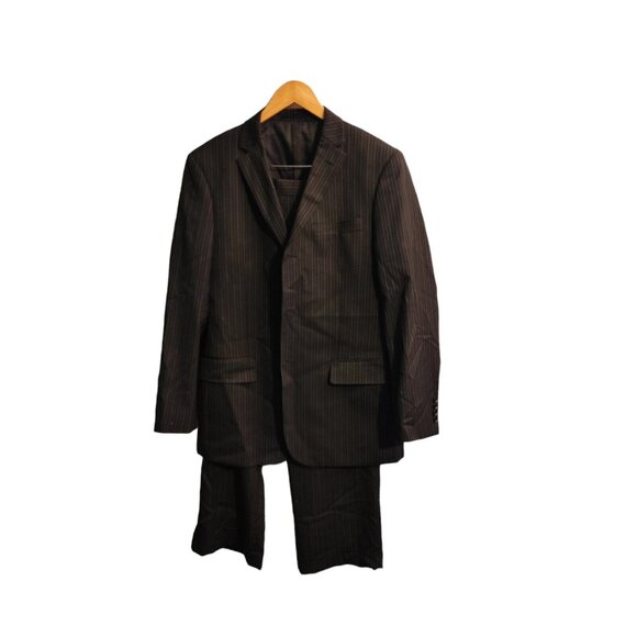 Louis Raphael Luxe Piece Suit Charcoal Gray Pinstripe Blazer Jacket Coat 40R 34W - Picture 1 of 12